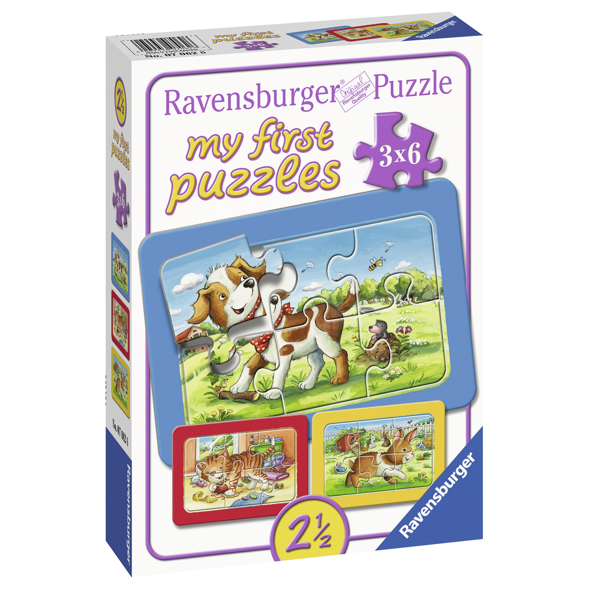 Puzzle 3x6 piese - Animalute | Ravensburger - 1