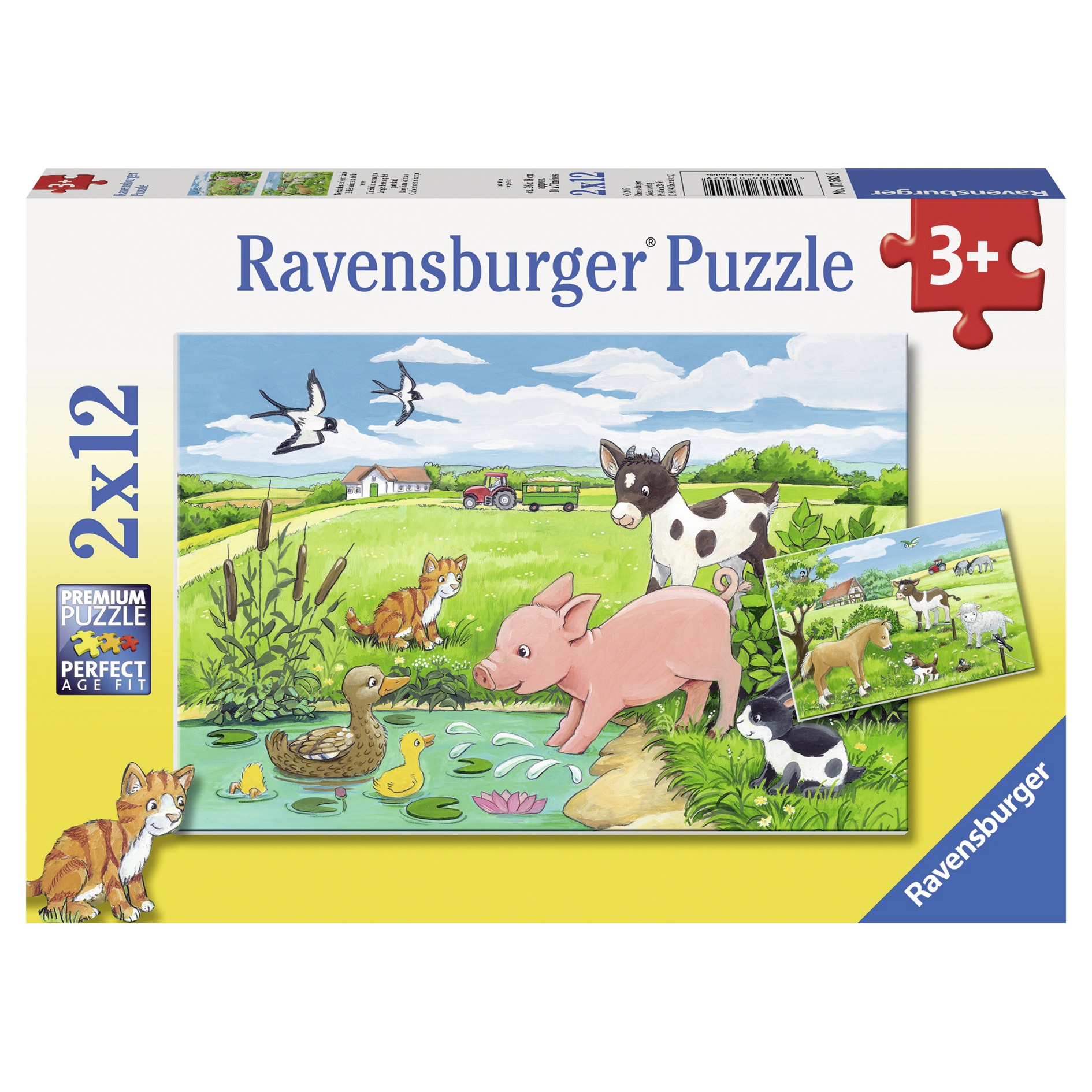 Puzzle 2x12 piese - Pui de Animale la Ferma | Ravensburger - 2