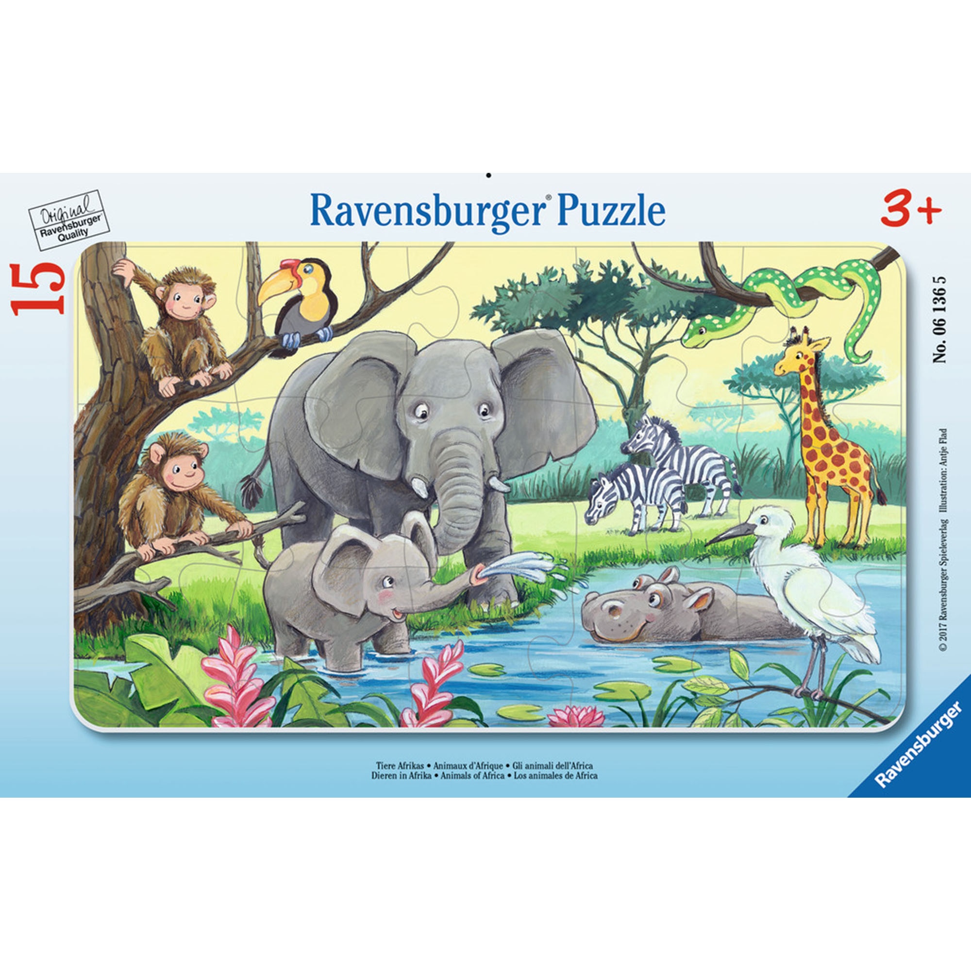 Puzzle 15 piese - Animale din Africa | Ravensburger