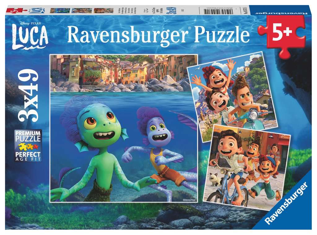 Puzzle 49 piese - Pixar - Luca, 3 buc. | Ravensburger