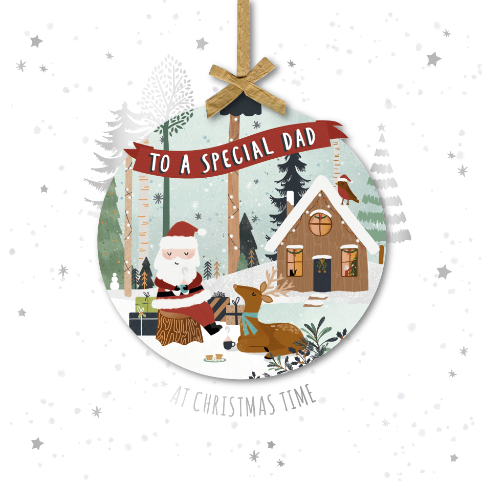 Felicitare - Polar Escape - Dad - Santa and Reindeer Bauble | Ling Design