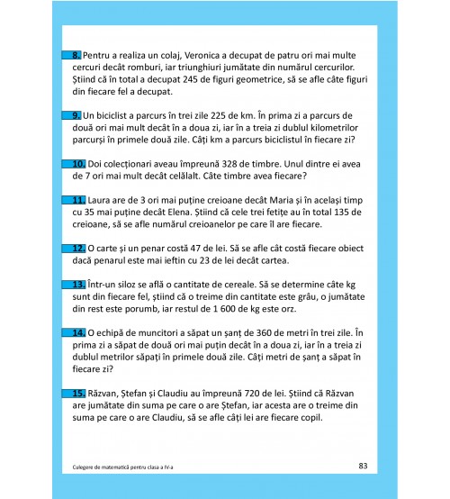 Culegere de matematica pentru clasa a IV-a | Nicoleta Holban - 4 | YEO