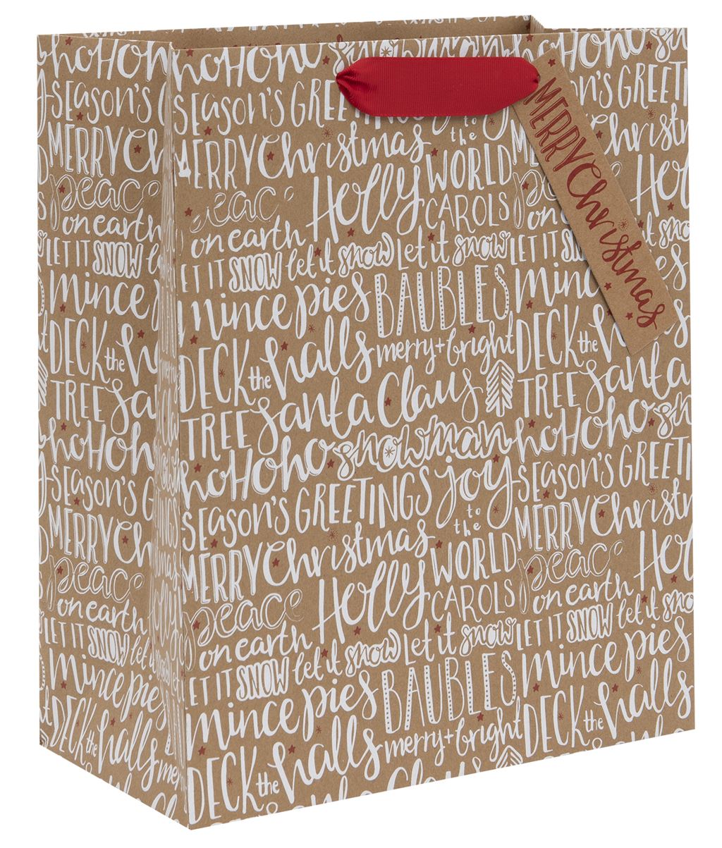 Punga cadou - Christmas Text Kraft, Large | Glick