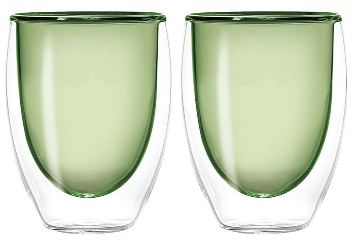Set 2 pahare pentru apa cu pereti dubli - Verde | WD Lifestyle