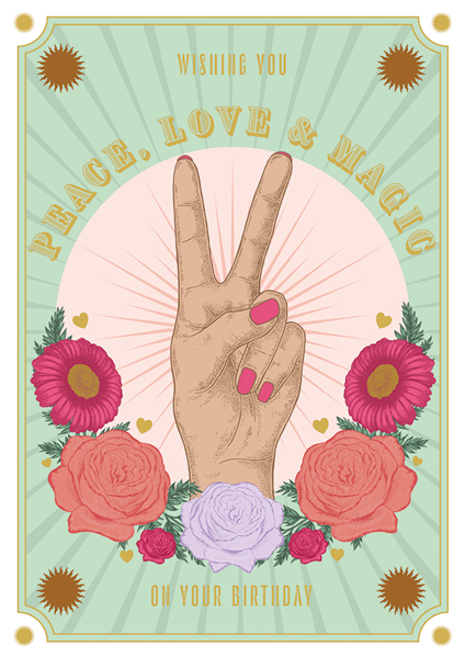 Felicitare - Peace, Love & Magic | The Art File