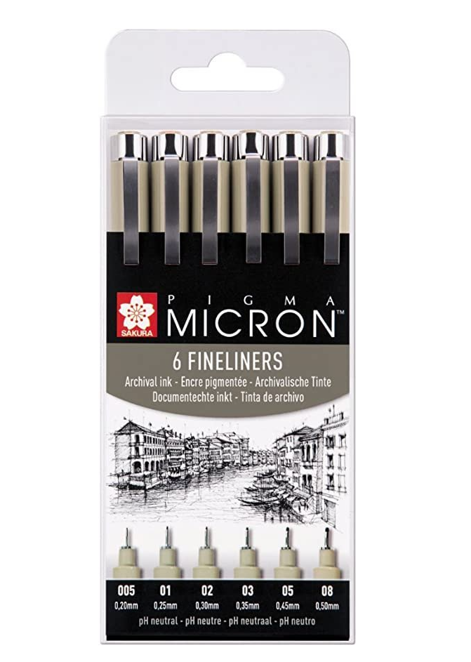 Set 6 pixuri - Sakura - Pigma Micron - Fineliner - Black | Royal Talens