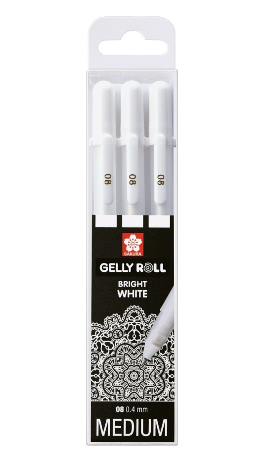 Set 3 pixuri - Sakura - Gelly Roll - Bright White, 0.4 mm | Royal Talens