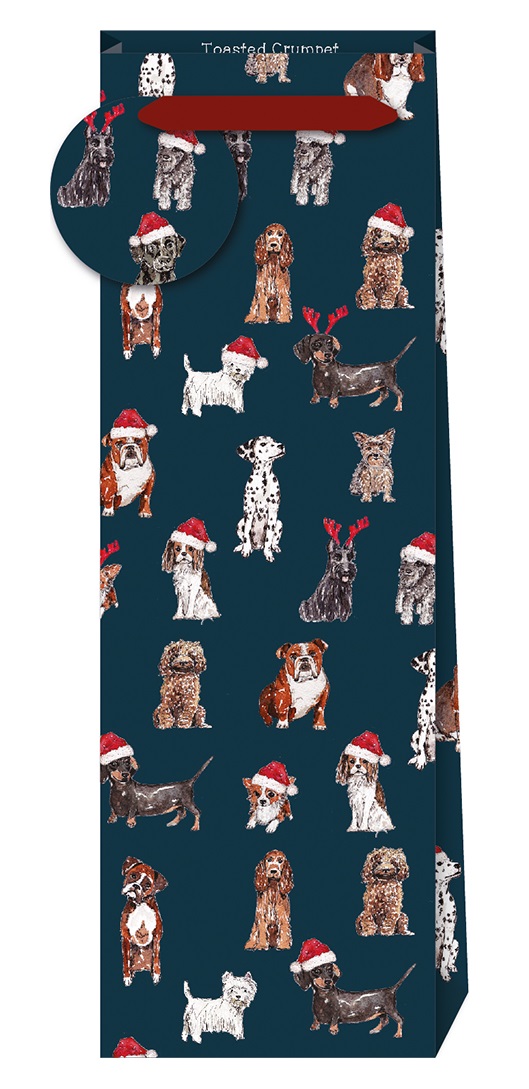 Punga de cadou pentru sticla - Christmas Dogs | Penny Kennedy