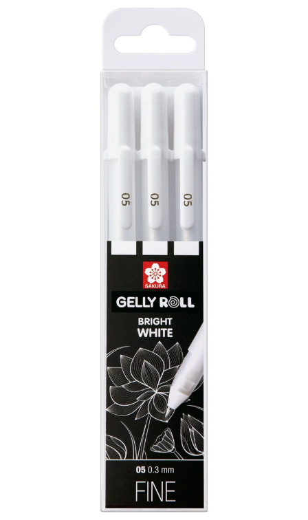 Set 3 pixuri - Sakura - Gelly Roll - Bright White, 0.3 mm | Royal Talens