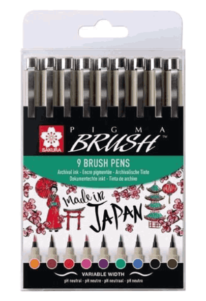 Set 9 markere - Sakura - Pigma Brush | Royal Talens