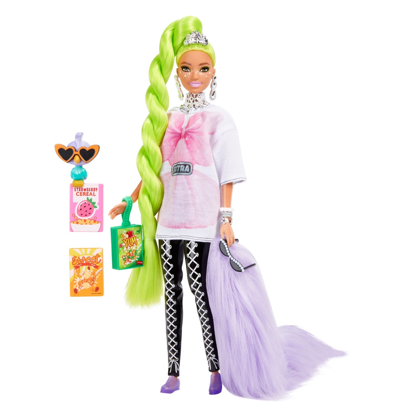 Papusa Barbie Extra, cu par verde neon | Mattel