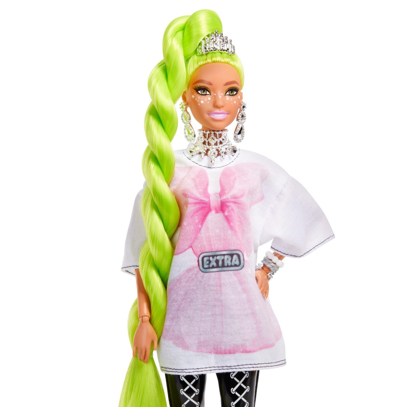 Papusa Barbie Extra, cu par verde neon | Mattel - 6 | YEO