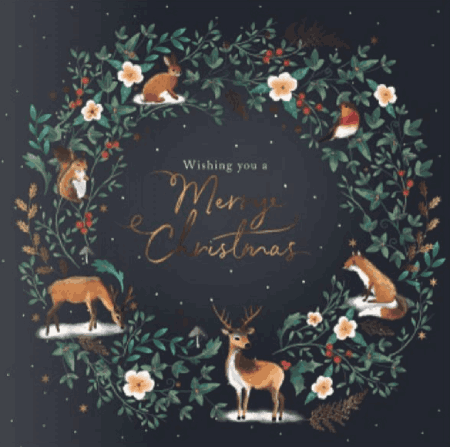 Felicitare - Into the Forest - Navy Animals Wreath | Great British Card Company