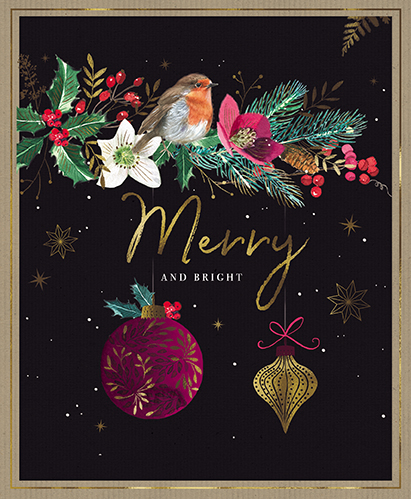  Felicitare - A Year In The Garden - Robin and Baubles | Great British Card Company 