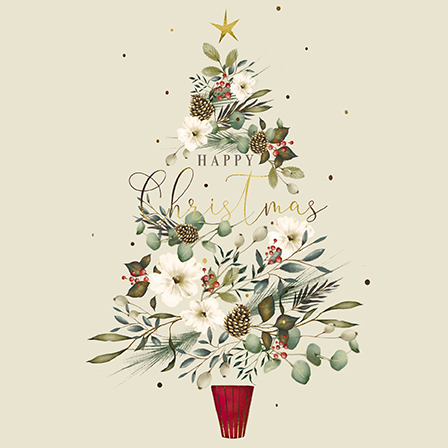 Felicitare - Peony Rose - Festive Tree | Great British Card Company