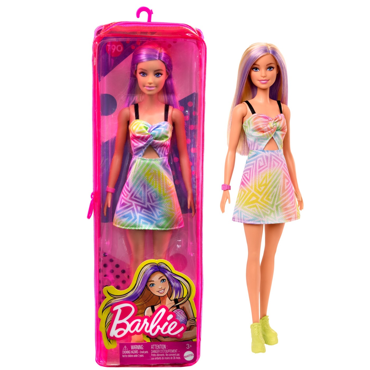 Papusa - Barbie - Blonda cu suvite mov | Mattel - 7 | YEO