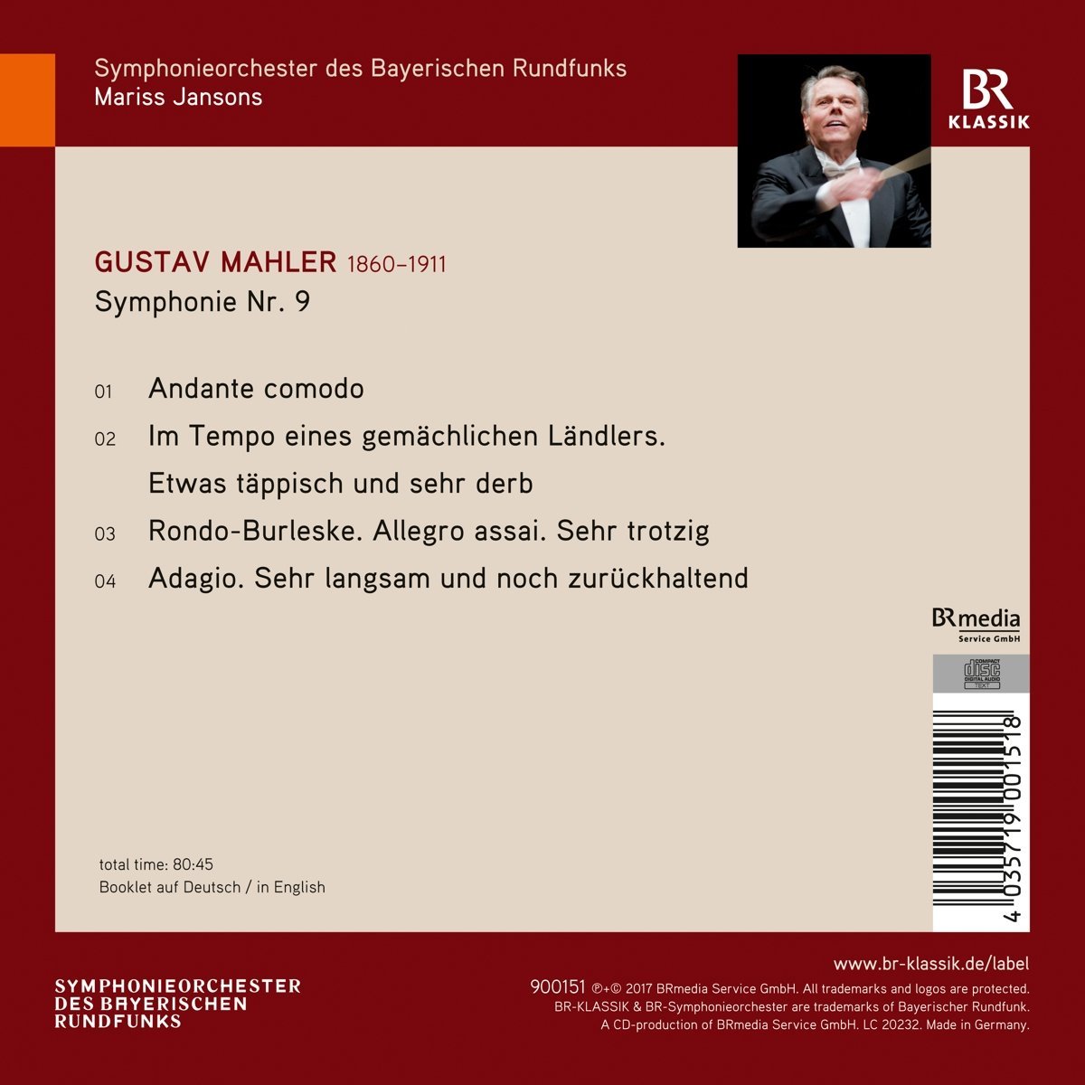 Mahler:Symphony 9 | Gustav Mahler, Symphonieorchester des Bayischen Rundfunks, Mariss Jansons - 1 | YEO