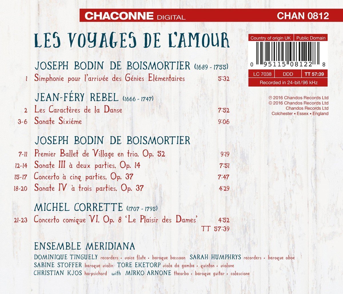 Les Voyages De L\'Amour | Ensemble Meridiana, Joseph Bodin de Boismortier, Jean-Fery Rebel, Corrette