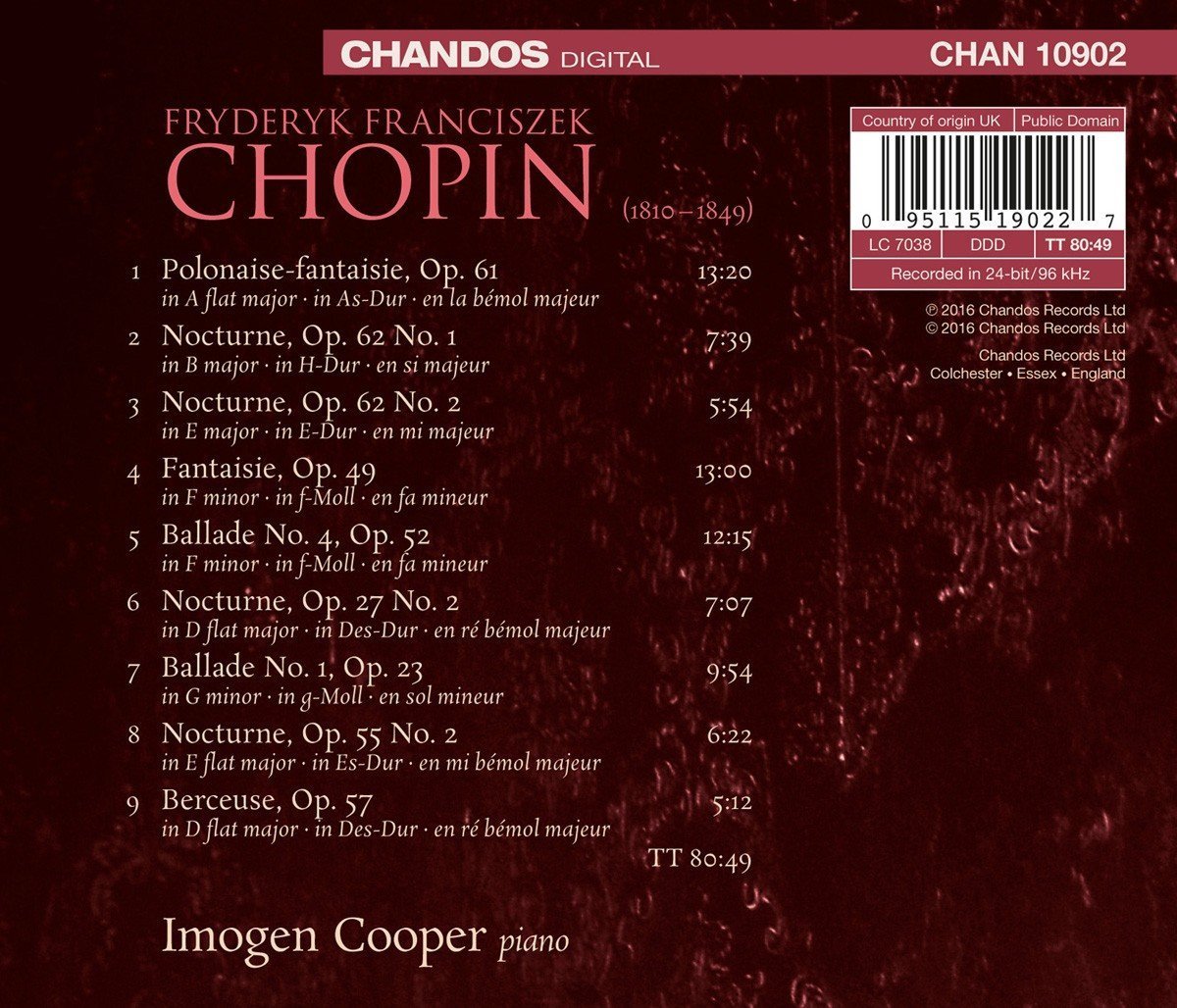 Chopin | Imogen Cooper, Chopin - 1 | YEO