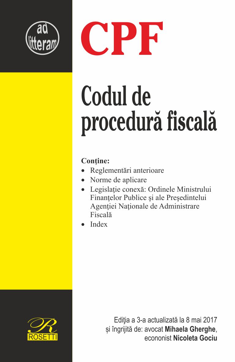 Codul de procedură fiscala – Editia a 3-a | Mihaela Gherghe, Nicoleta Gociu carturesti 2022