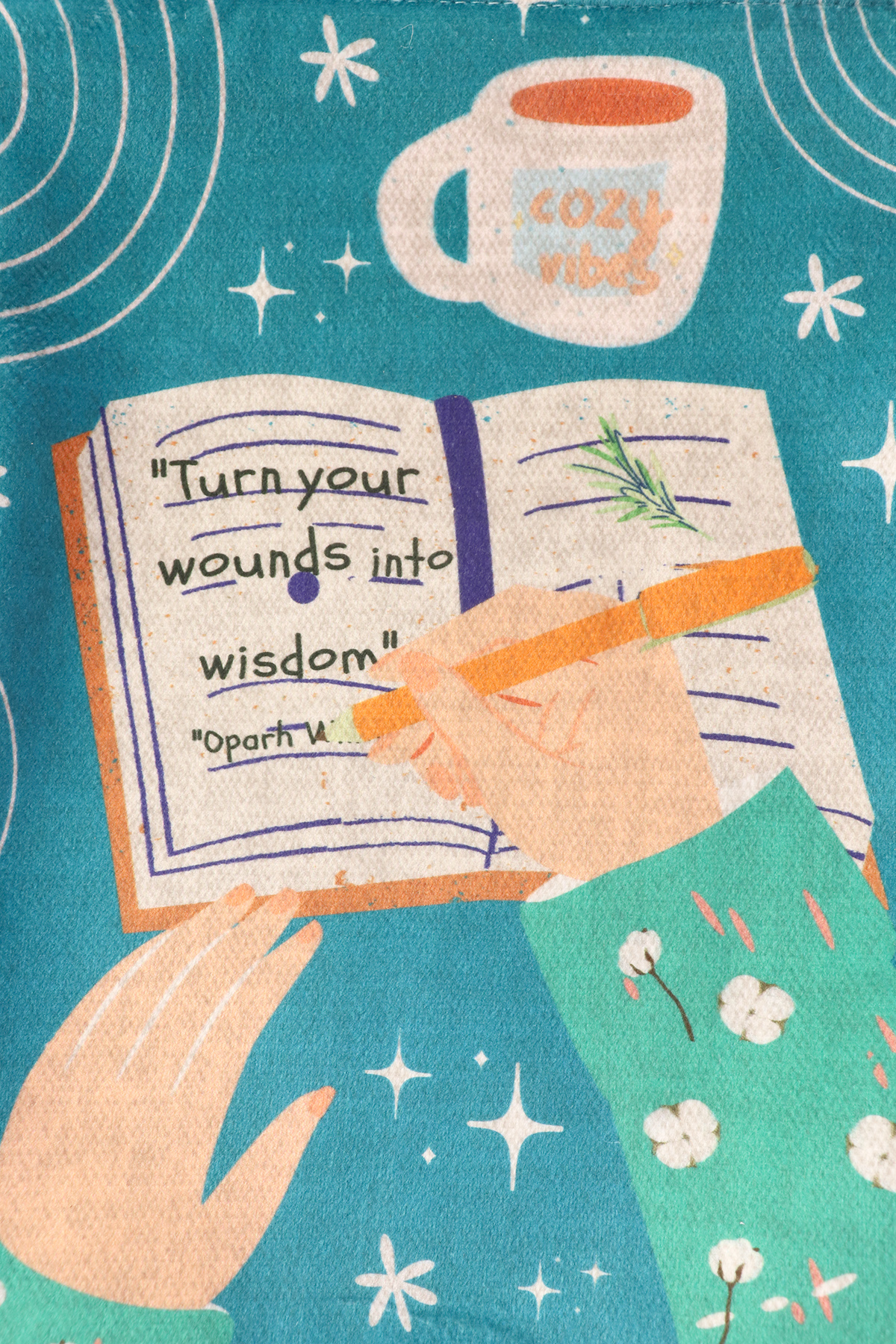 Husa pentru carte - Cozy Vibes - Turn Your Wounds Into Wisdom | Lampadaria Design