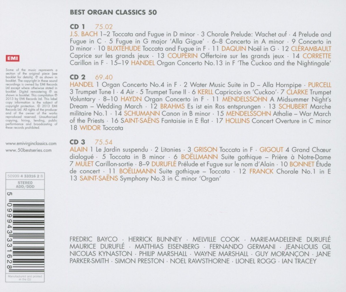 50 Best Organ Classics - Box set | Various Artists - 1 | YEO