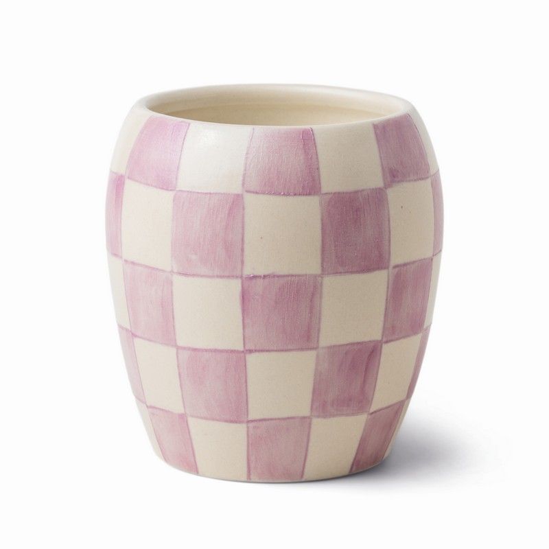 Lumanare parfumata - Checkmate - Lilac Checkered Porcelain Vessel with Dustcover - Lavender and Mimosa, 311g | Paddywax