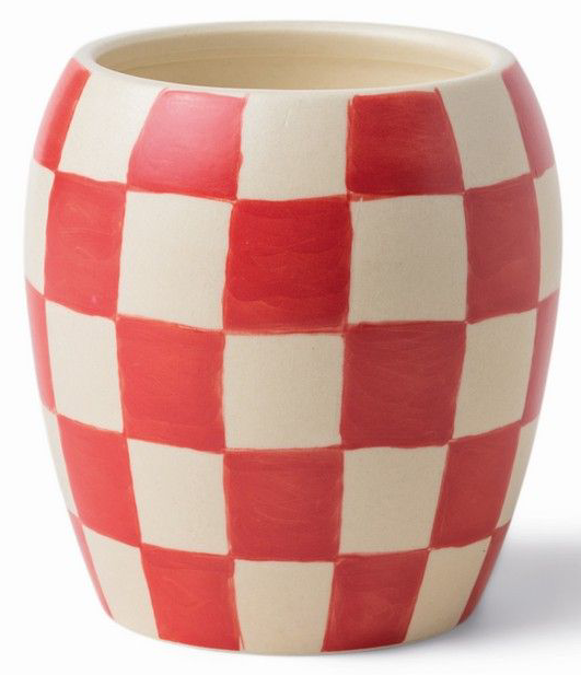 Lumanare parfumata - Checkmate - Red Checkered Porcelain Vessel with Dustcover - Rose and Santal | Paddywax