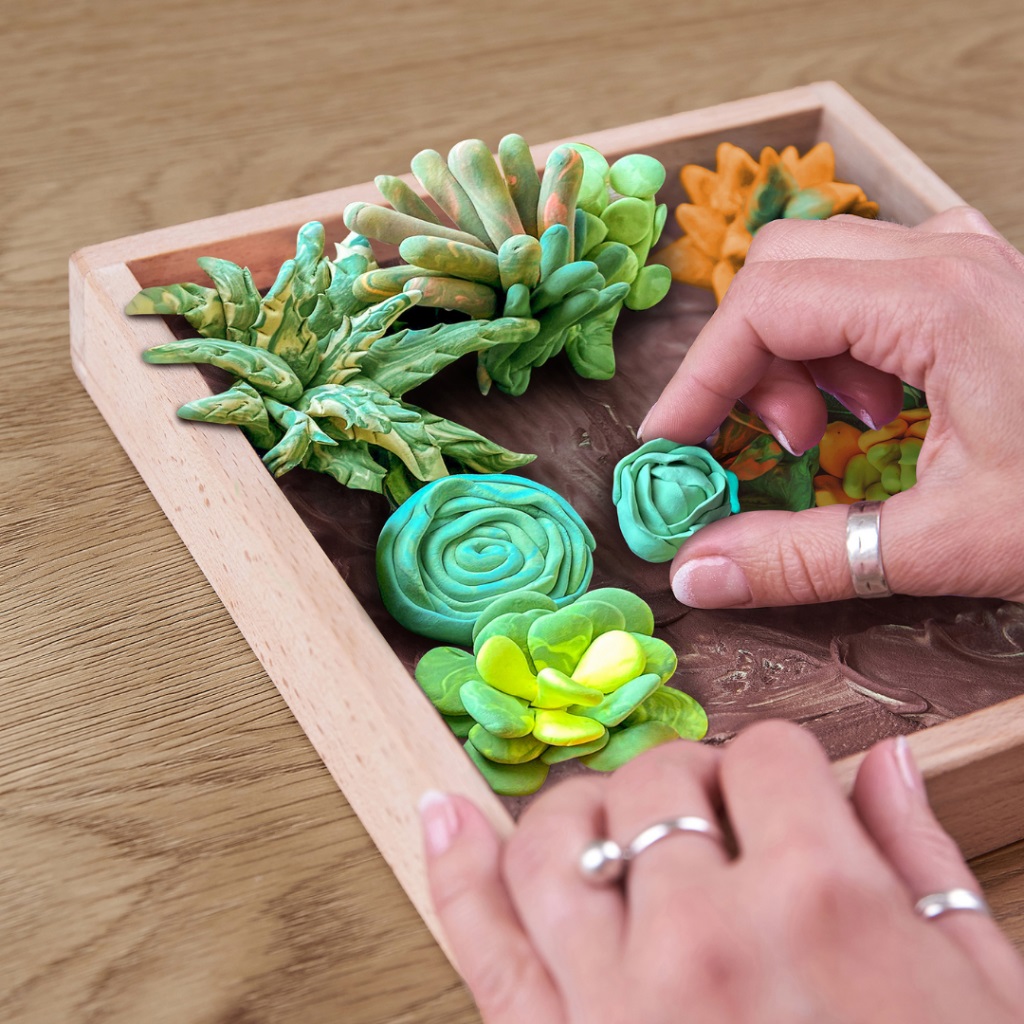 Set creativ - Wood&Craft DIY Succulents - Energy | Okto Clay
