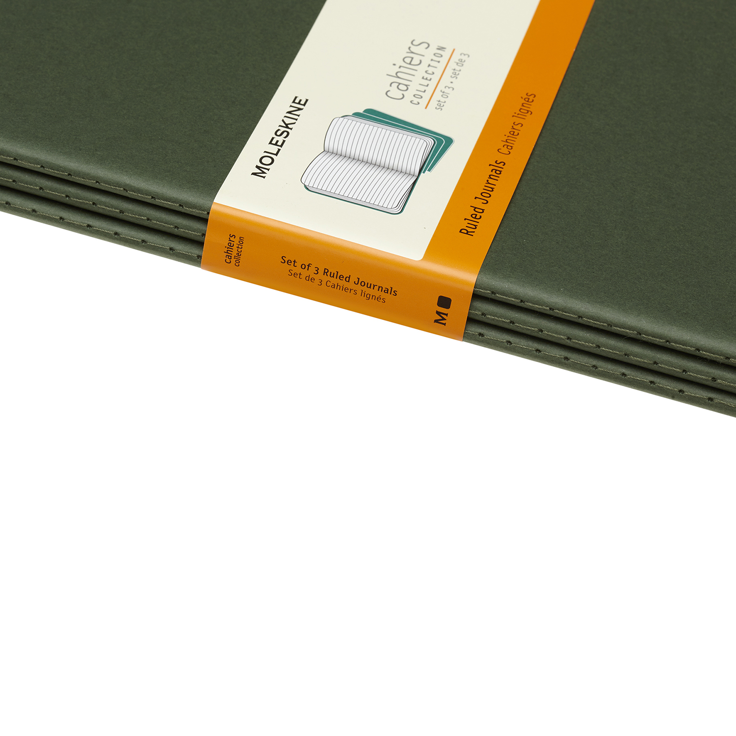 Set 3 jurnale - Moleskine Ruled Cahier, Myrtle Green, Extra Large | Moleskine