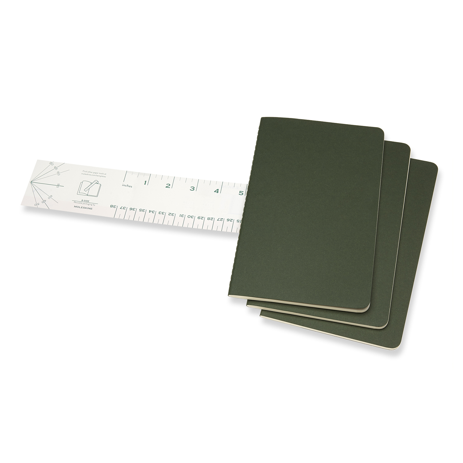 Set 3 caiete - Moleskine Cahier - Large, Ruled - Myrtle Green | Moleskine - 1 | YEO