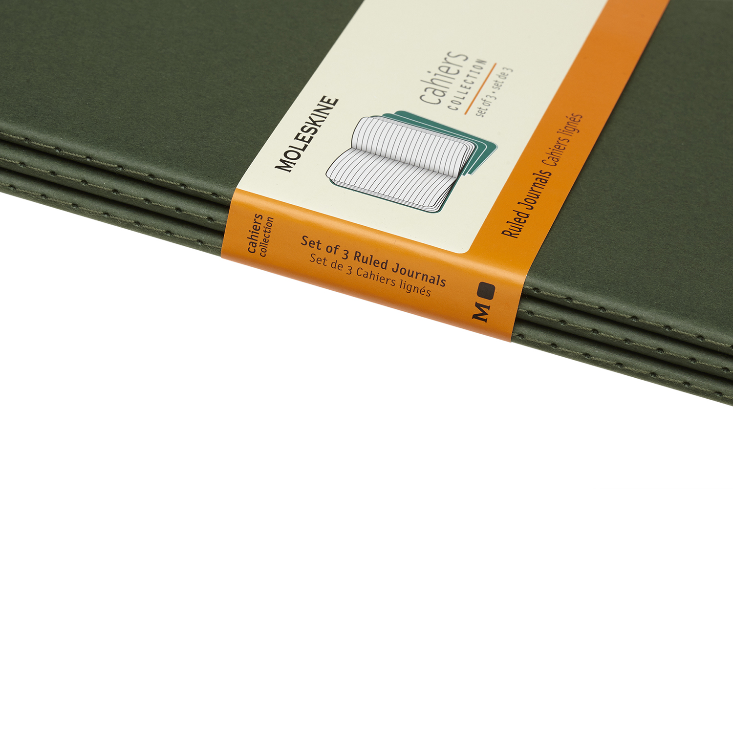 Set 3 caiete - Moleskine Cahier - Large, Ruled - Myrtle Green | Moleskine - 3 | YEO