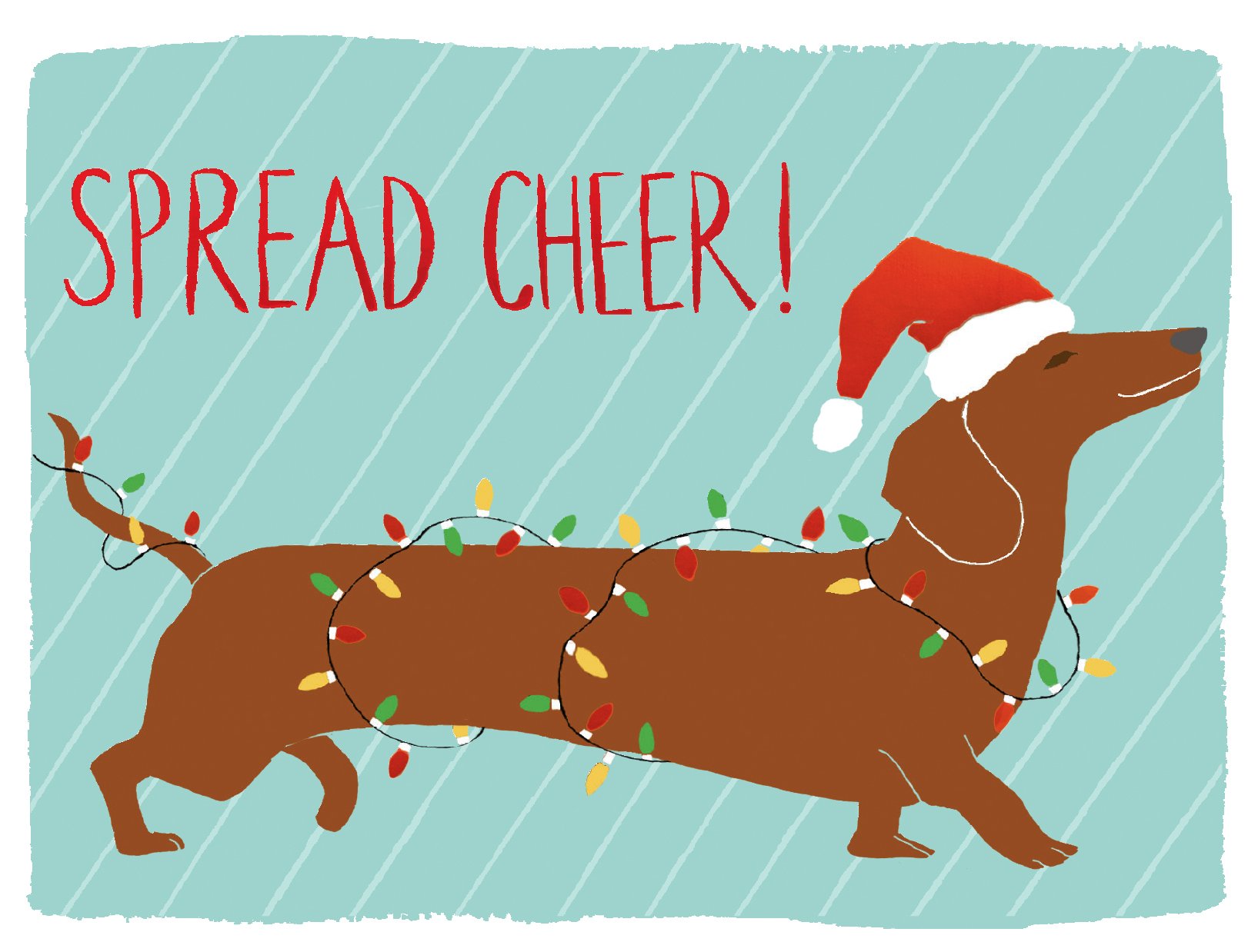  Felicitare - Dachshund Spread Cheer Holiday Embellished Notecard | Galison 