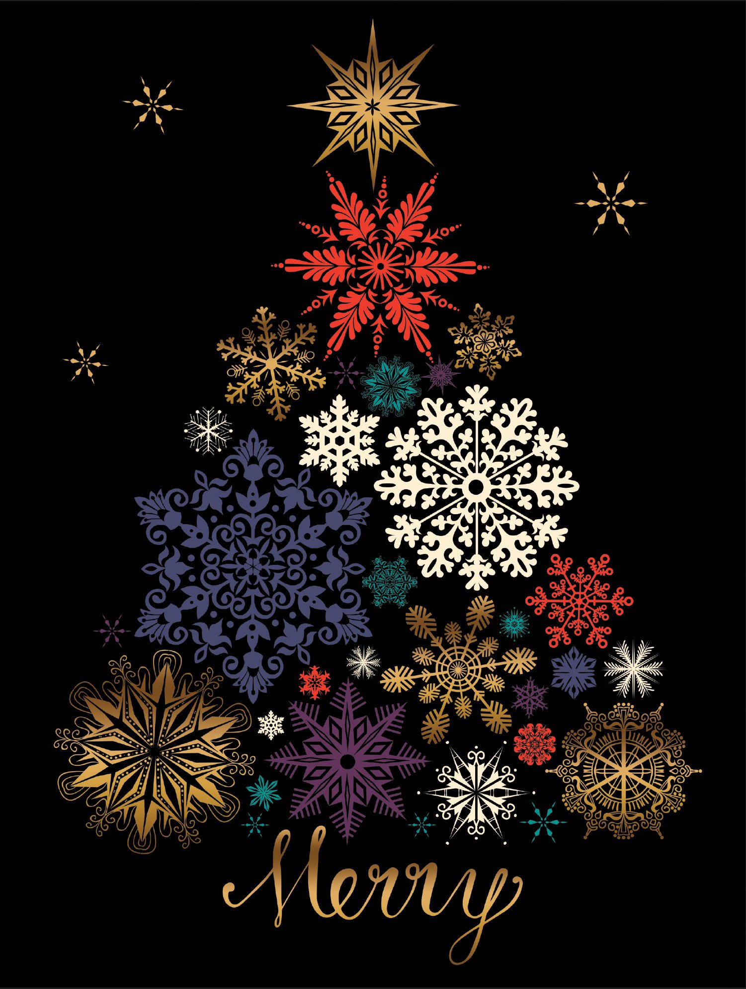 Felicitare - Festive Snow Tree Large Embellished Holiday Notecard | Galison