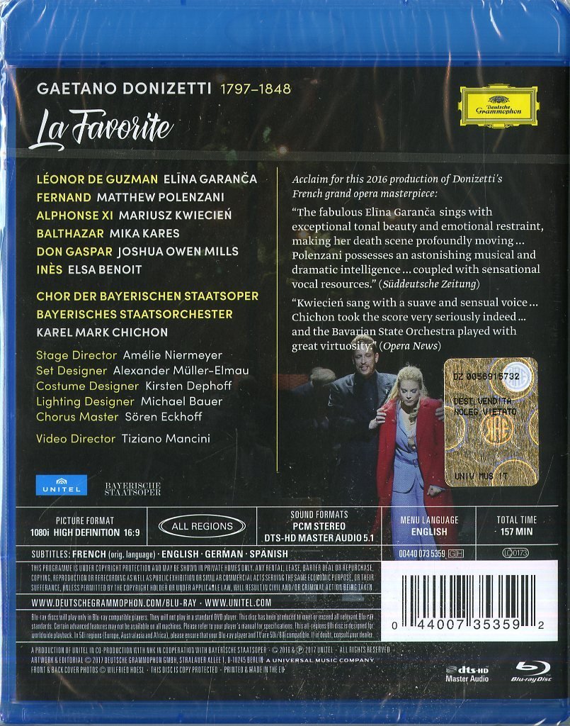 Donizetti - La Favorite - Blu-Ray Disc | Donizetti, Elina Garanca