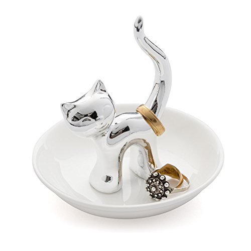 Suport bijuterii - Cat Ceramic Silver | Balvi - 1 | YEO