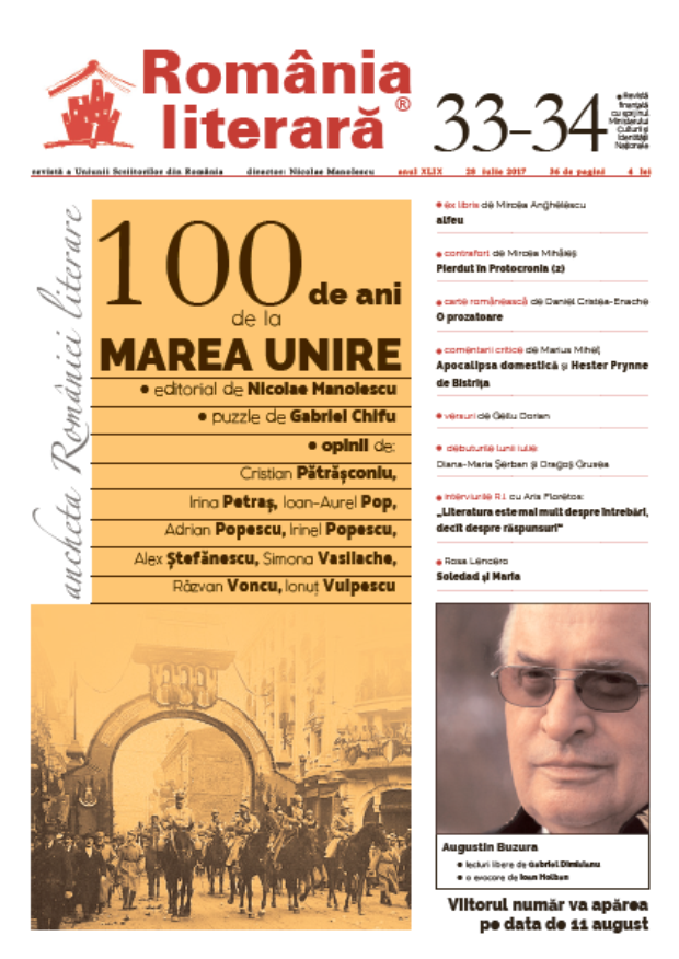 Revista Romania Literara Nr. 33-34/2017 | de la carturesti imagine 2021