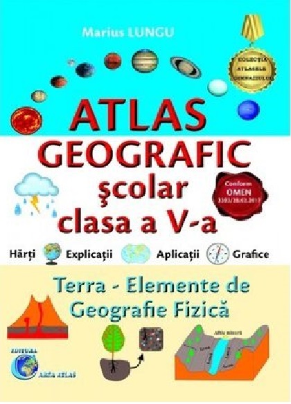 Atlas geografic scolar clasa a V-a | Marius Lungu carturesti 2022