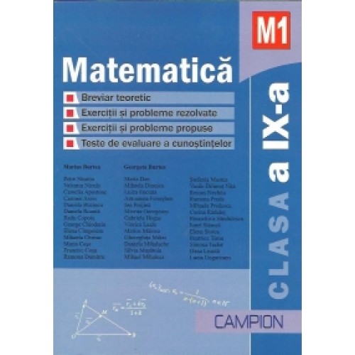 Matematica M1 Clasa a IX-a. Culegere de exercitii si probleme | Marius Burtea, Maricel Trufin