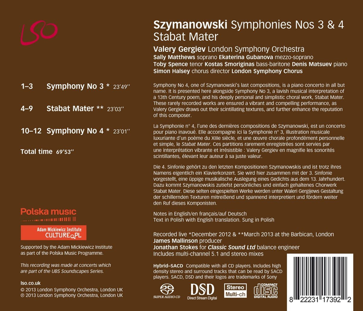 Szymanowski - Symphonies Nos 3 & 4 | Karol Szymanowski, Denis Matsuev, Sally Matthews, London Symphony Orchestra, Toby Spence