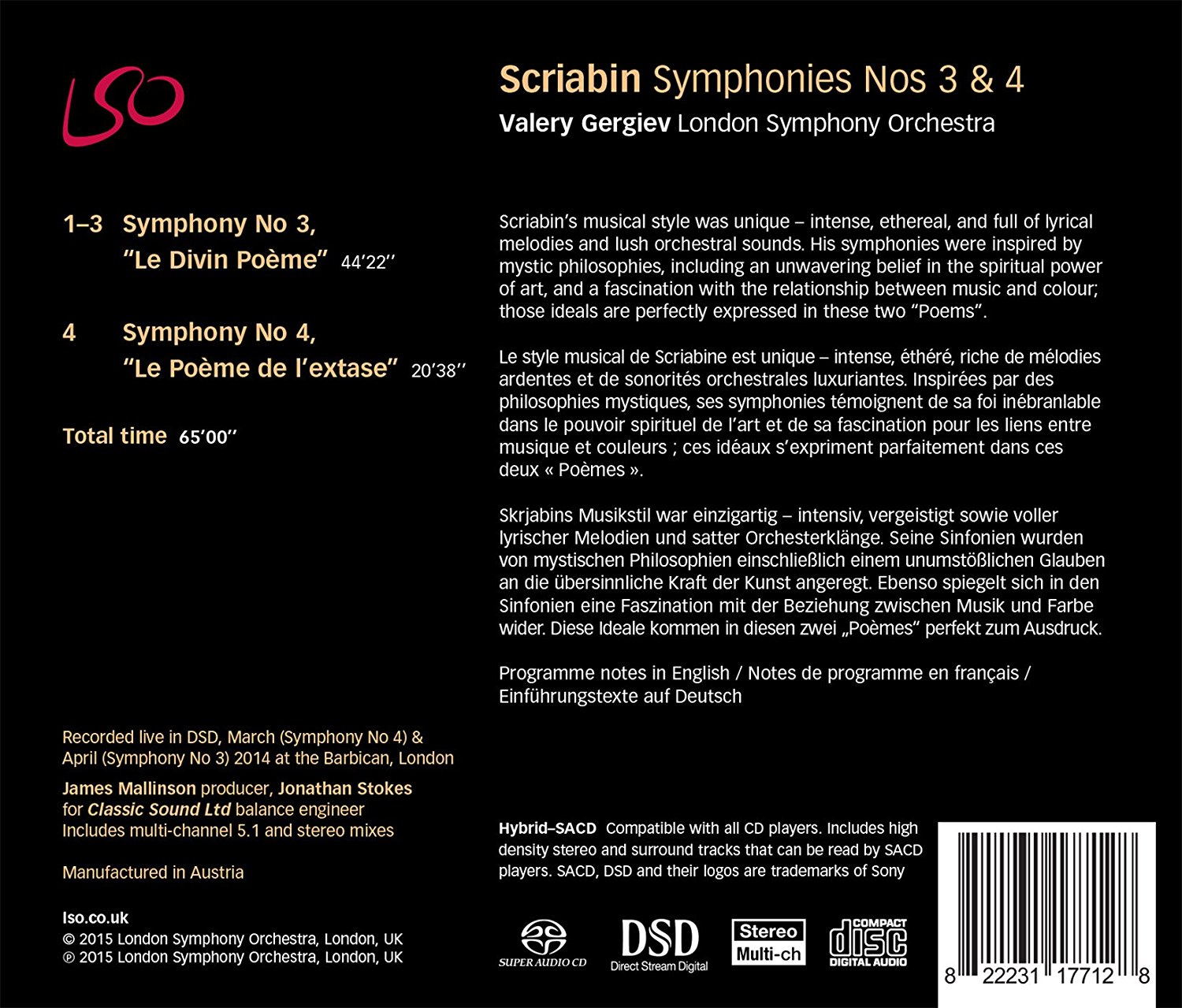 Scriabin - Symphonies No. 3 | Alexander Scriabin, London Symphony Orchestra, Valery Gergiev - 1 | YEO