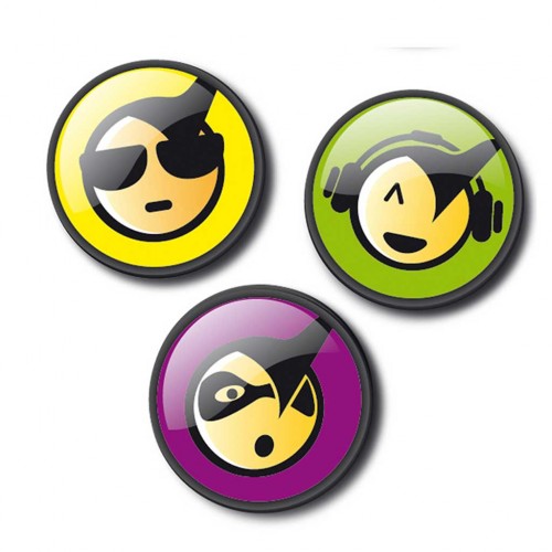 Set 3 insigne pentru ghiozdan roller - Emoticonos Cool | Vector International