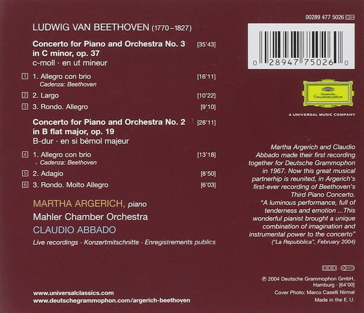 Piano Concertos Nos. 2 | Claudio Abbado, Martha Argerich - 1 | YEO