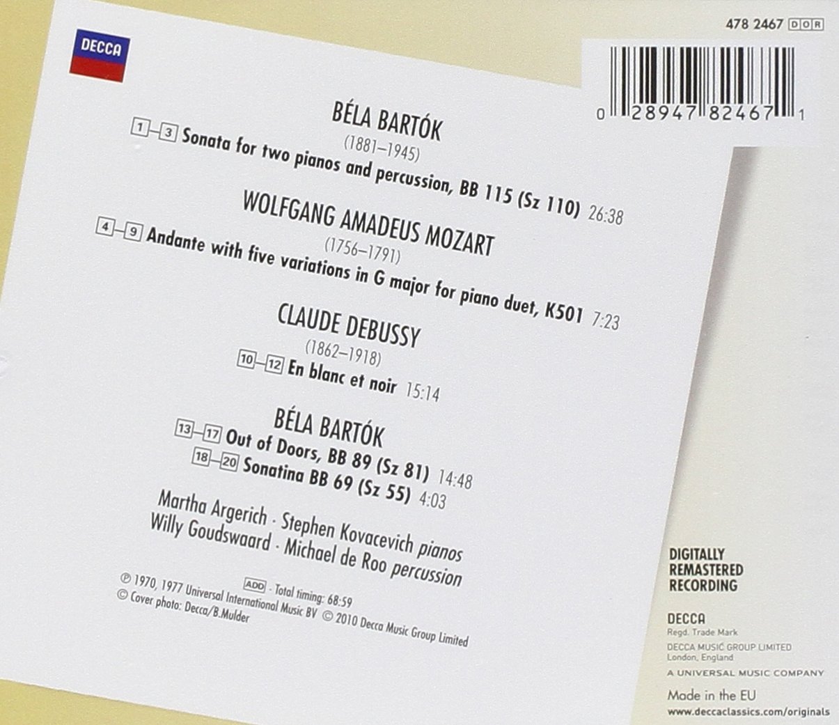 Music For 2 Pianos By Mozart, Debussy, Bartok | Martha Argerich, Stephen Kovacevich - 1 | YEO