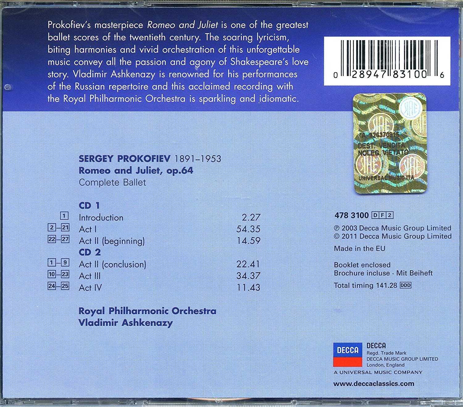 Prokofiev - Romeo and Juliet | Royal Philharmonic Orchestra, Vladimir Ashkenazy
