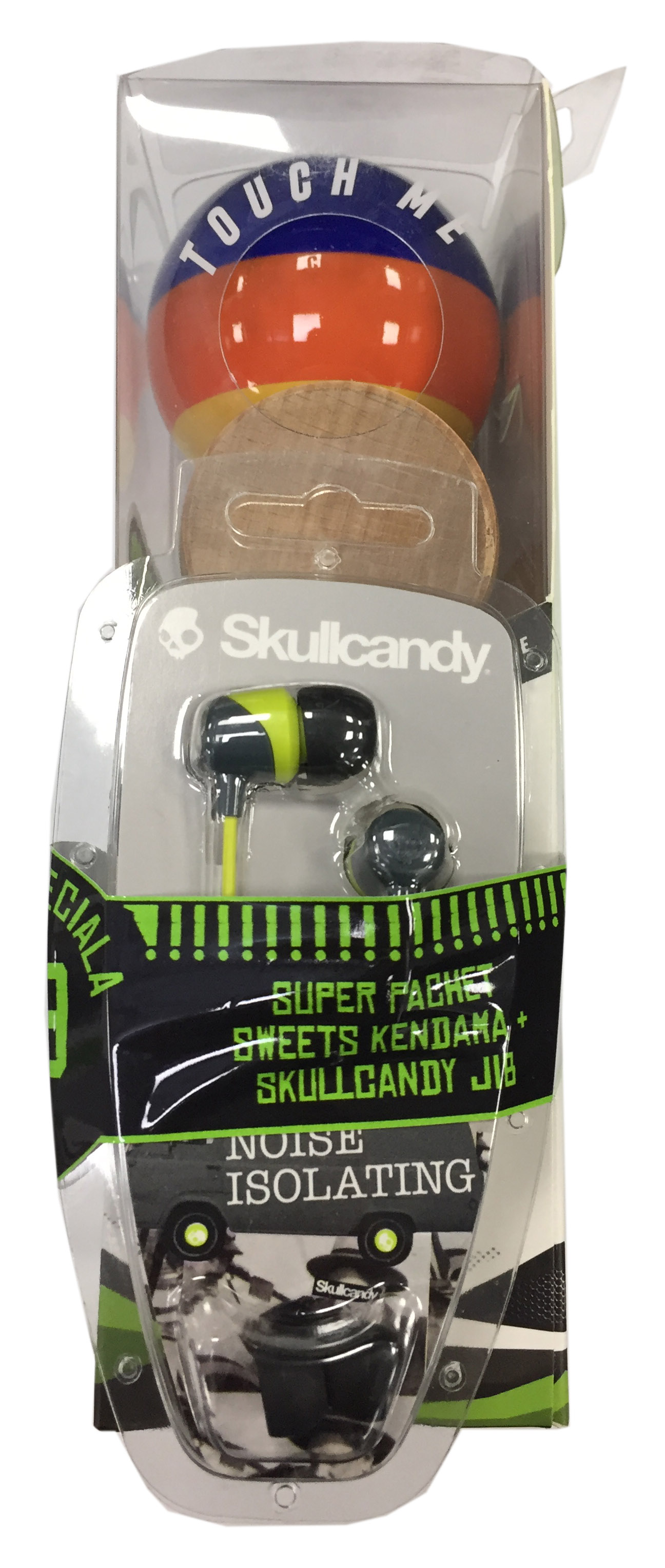  Pachet casti Skullcandy Jib Gray Hot Lime + Kendama | H2O 