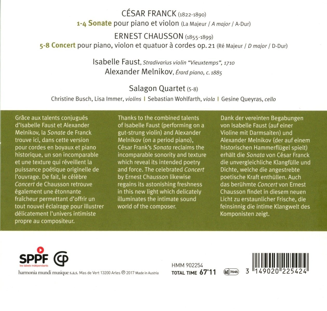 Sonata for Piano and Violin | Cesar Franck, Ernest Chausson, Alexander Melnikov, Isabelle Faust - 1 | YEO