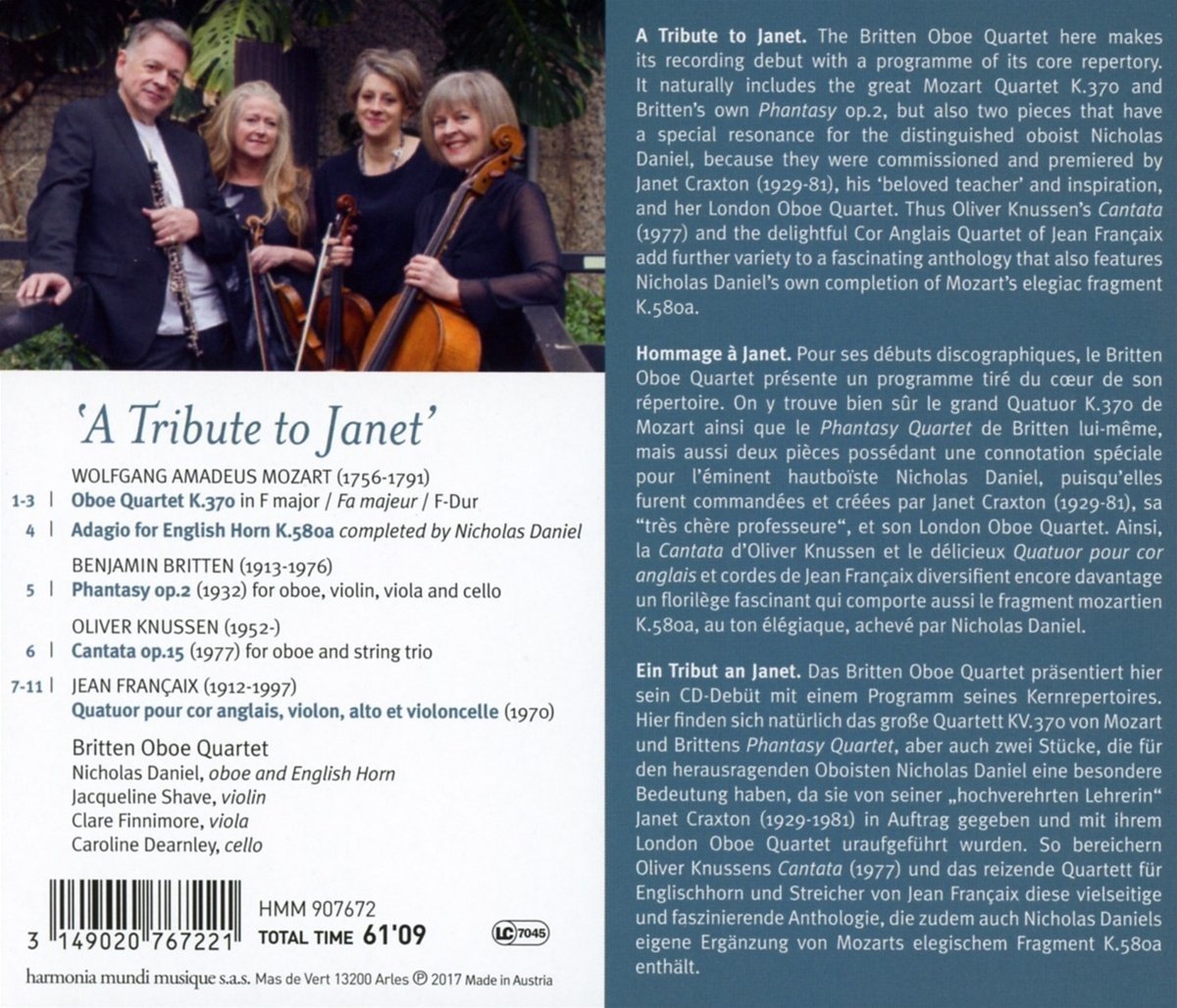 A Tribute To Janet | Nicholas Daniel, Britten Oboe Quartet - 1 | YEO