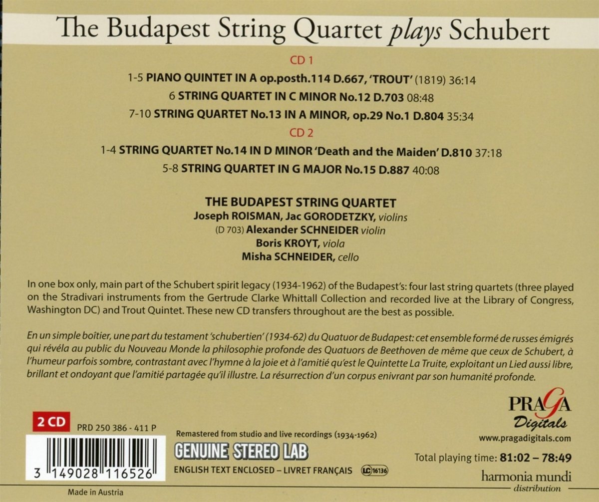 Piano Quintet D 667 - The Trout | Budapest String Quartet - 1 | YEO