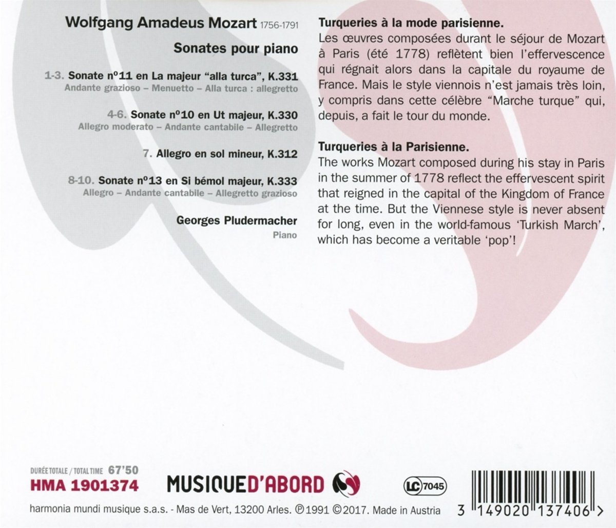 Sonatas K.330, 331 & 333; Allegro K312 | Georges Pludermacher - 1 | YEO